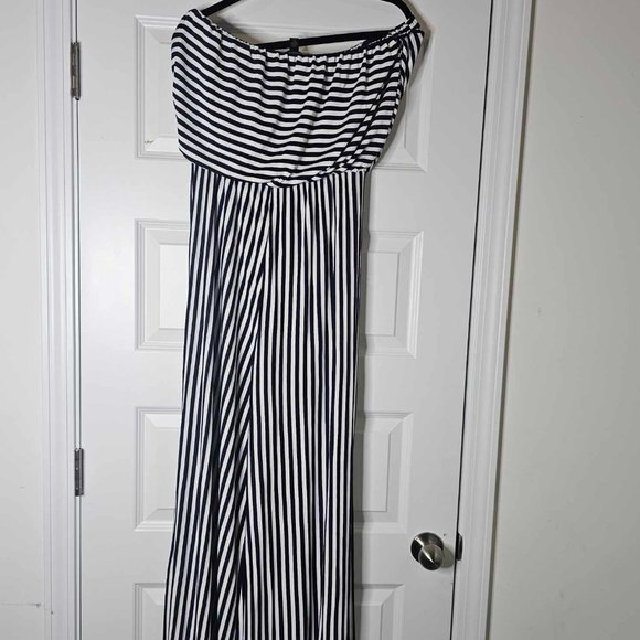 BLOOMING ROSE BLACK AND WHITE STRIPE DRESS ROSE - Picture 5 of 6